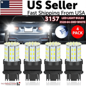 4X 3157 3156 64SMD LED Reverse Tail Brake Turn Signal DRL Light Bulb 6000K White (Option: Pure White)