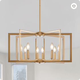 27Modern Golden Geometric 8Light Chandelier Industrial Metal Pendant Light Fixture For Living Room, Dining Room, Or Kitchen Bulb Not Included (Option: Gold-6LightGold)