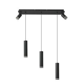 Angelina 5 - Light Cylinder Kitchen Island Pendant No Bulb (Color: Black)