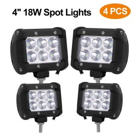 4 PCS 4in 18W Driving Lamp Dual Row LED Waterproof Spot Light Pod Cube Light (Option: 4pcs)