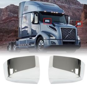 Pair Chrome Hood Mirror Covers For Volvo VNL Trucks 2004-2017 Left  Right Sid (Option: Chrome)