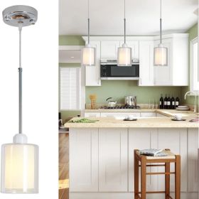 Glass Pendant Light, Modern Pendant Lighting For Kitchen Island, Farmhouse Mini Pendant Lamp With Chrome Nickel Adjustable For Dining Room, Sink, (Color: White)