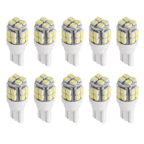 10Pcs 12V T10 LED Light Bulb Wedge Base Interior Dome Map LED Lights License Plate Trunk Side (Color: White)